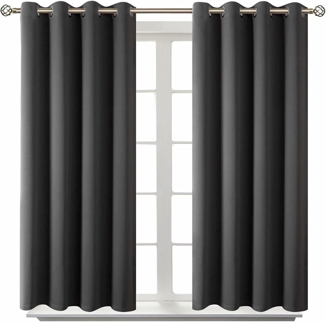BGment Blackout Curtains - Grommet Thermal Insulated Room Darkening Bedroom and Living Room Curtain, Set of 2 Panels (52 x 54 Inch, Dark Grey)