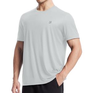 Roadbox Men's UPF 50+ Swim Shirts, UV Sun Protection Rash Guard Short Sleeve, Surfing Hiking Fishing Beach Quick Dry T-Shirts (Gray, XXL)