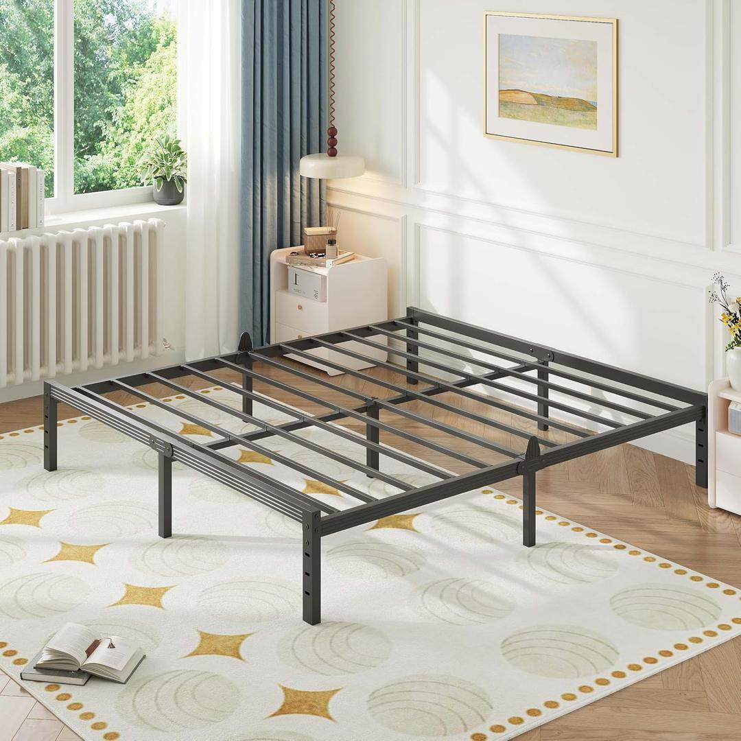 ZIYOO 14 Inch King Metal Platform Bed Frame, Heavy Duty Mattress Foundation with Anti-Slip Design, Noise-Free, Easy Assembly, No Box Spring Needed, for Bedroom, Guest Room, Dorm, Hotel