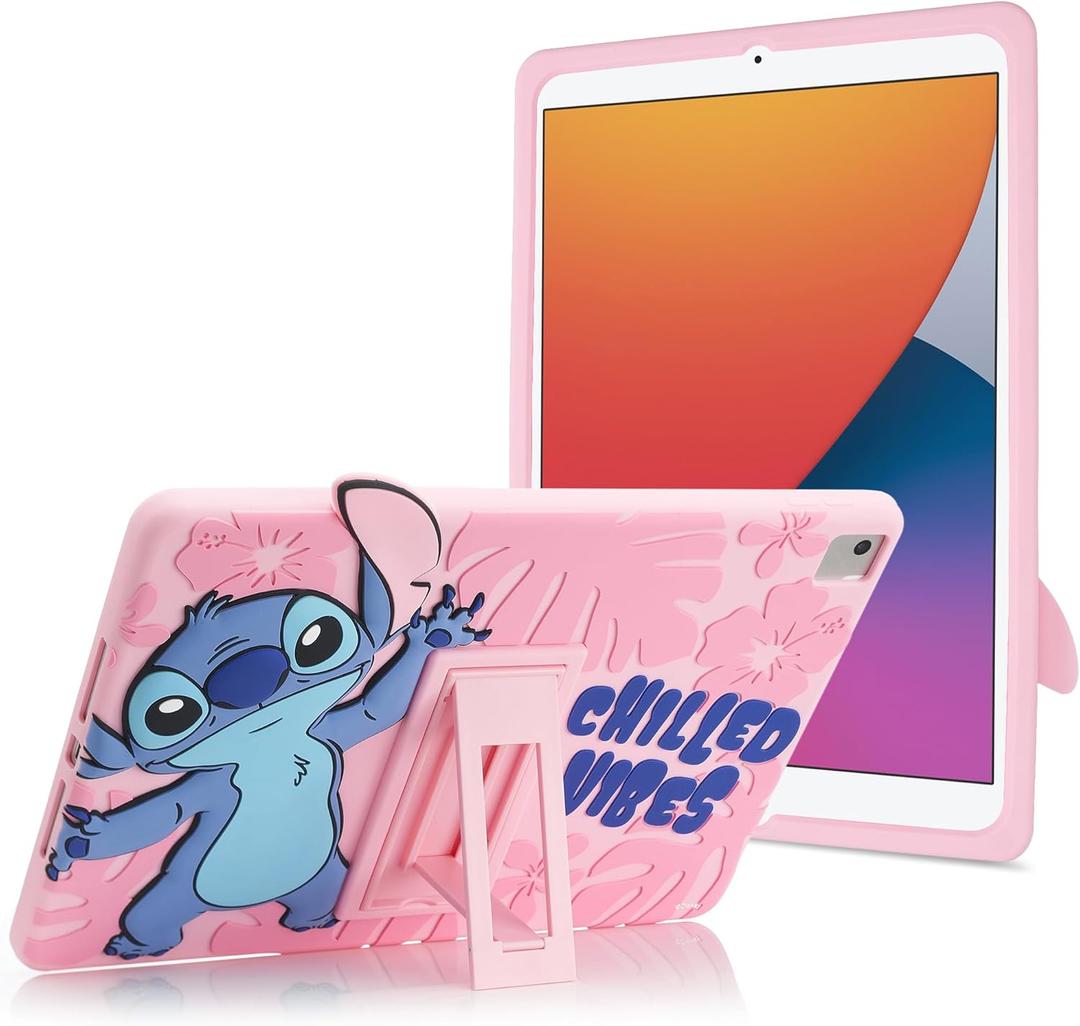 Disney Lilo & Stitch Kids IPad Case - 10.2 Case for iPad 9th, 8th & 7th Gen Tablets - Stand, Shockproof Silicone