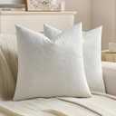 FUTEI Pack of 2 Velvet Throw Pillow Covers 26x26 Inch Soft Embossed Leaf-Relief Textured Decorative Euro Pillow Shams Modern Natural Farmhouse Accent for Couch Bed Living Room, Cream
