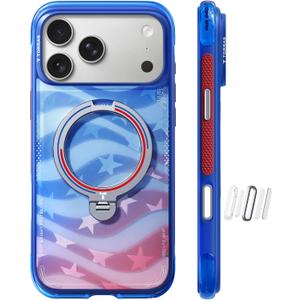TORRAS Soccer Ostand Q3 Air iPhone 17 Pro Max Case with 360 Magnetic Stand, Fit for MagSafe, Mil-Grade Drop Tested, Soccer Fan Edition, Game Day Ready, World Cup Inspired, Starlight Blue