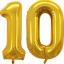GOER Number 10 Balloons for 10th Birthday Party Decorations,42 Inch Jumbo Foil Helium Balloons for 10th Anniversary (Gold)