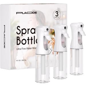 3 Pack Continuous Spray Bottles - Ultra Fine Mist Sprayer, Refillable Water Sprayer for Hairstyling, Plants, Pets, Cleaning, Skincare (6.8 OZ/200ML,White)