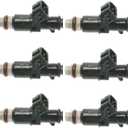 A-Premium 8 Holes Set of 6 Fuel Injectors Compatible with Honda Accord 2003-2007, Pilot 2005-2011, Odyssey 2005-2017, Ridgeline 2006-2014 & Acura MDX TL, V6 3.0L 3.5L, Replace# 16450-RCA-A01