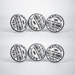 Handmade Black & White Ceramic Stone Cabinet Knobs,Vintage Decorative Drawer Pulls for Trendy Cabinets, Modern Dressers & Cupboards, Knobs for Kitchen & Furniture-Set of 6