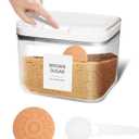 Brown Sugar Container Airtight, Brown Sugar Keeper Storage Container with Spoon and Terracotta Savers for Softening, Stackable One-Touch Opening 1.3Qt(42Oz/1.2L)