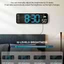 Digital Wall Clock, Digital Clock Large Display with Remote Control, Corded LED Alarm Clocks with Date, Week, Temp, Humidity, Auto DST, Countdown, for Living Room Bedroom Classroom Office (Blue)