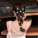 12pcs Small Mini Pearl Claw Clips with Flower Design, Sweet Nonslip Bangs Clips Decorative Hair Accessories for Women Girls