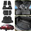 Floor Mats Compatible with 2022-2025 Honda Civic Hatchback Cargo Mat Liner TPE Trunk Mat Back Seat Cover Protector Kick Mat Civic Hatchback Accessories (Backrest Mats+Trunk Mat+Floor Mats)