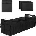 Femuar Large Capacity Trunk Organizer, Waterproof Car Accessory, Non-Slip, Foldable, Suitable for All Vehicles, Black