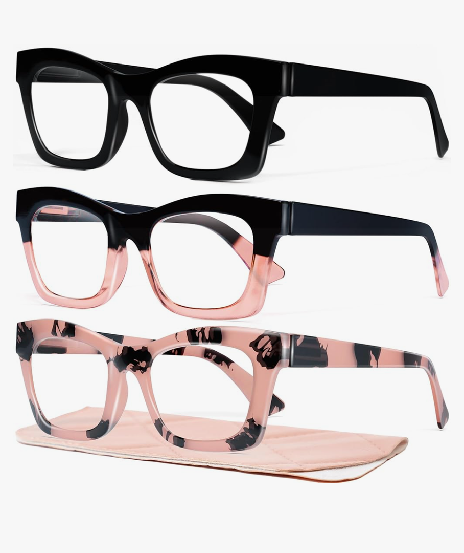 CCVOO Stylish Reading Glasses for Women, Eyeglasses, Blue Light Readers for Women, Computer Eye Glasses, Cheaters 1.5