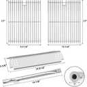 Stainless Cooking Grate,Heat Shield and Burner Kit for Nexgrill Replacement Parts 4-Burner 720-0830H 720-0830H,720-0888N,720-0888,720-0864,720-0896B,for Uniflame,Kenmore,Nexgrill 4&5-Burner Gas Grills