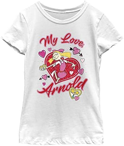 Nickelodeon Hey Arnold Arnoldo Love Girls Short Sleeve Tee Shirt, M