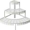 aboxoo 3 Tier Plant Stand Semi-Circular Flower Pot Organizer Rack Quarter Round Plant Display Holder Outdoor Storage Shelves Metal Corner Shelf Planter Shelving Ladder Plant Stand for Indoor