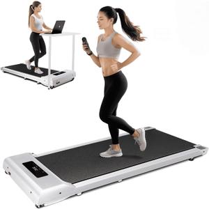 Walking Pad Under Desk Treadmill for Home and Office - Portable 3 in 1 Small Treadmill With LED Display and Remote Control (White)