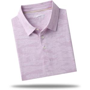 M MAELREG Golf Shirts for Men Short Sleeve Heather Jacquard Textured Stretch Moisture Wicking Performance Mens Polo Shirts (XL)