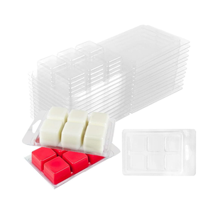 50 Packs Wax Melt Clamshells Molds,Wax Melt Containers,6 Cavity Clear Plastic Cube Tray for Wickless Wax Melt Candles