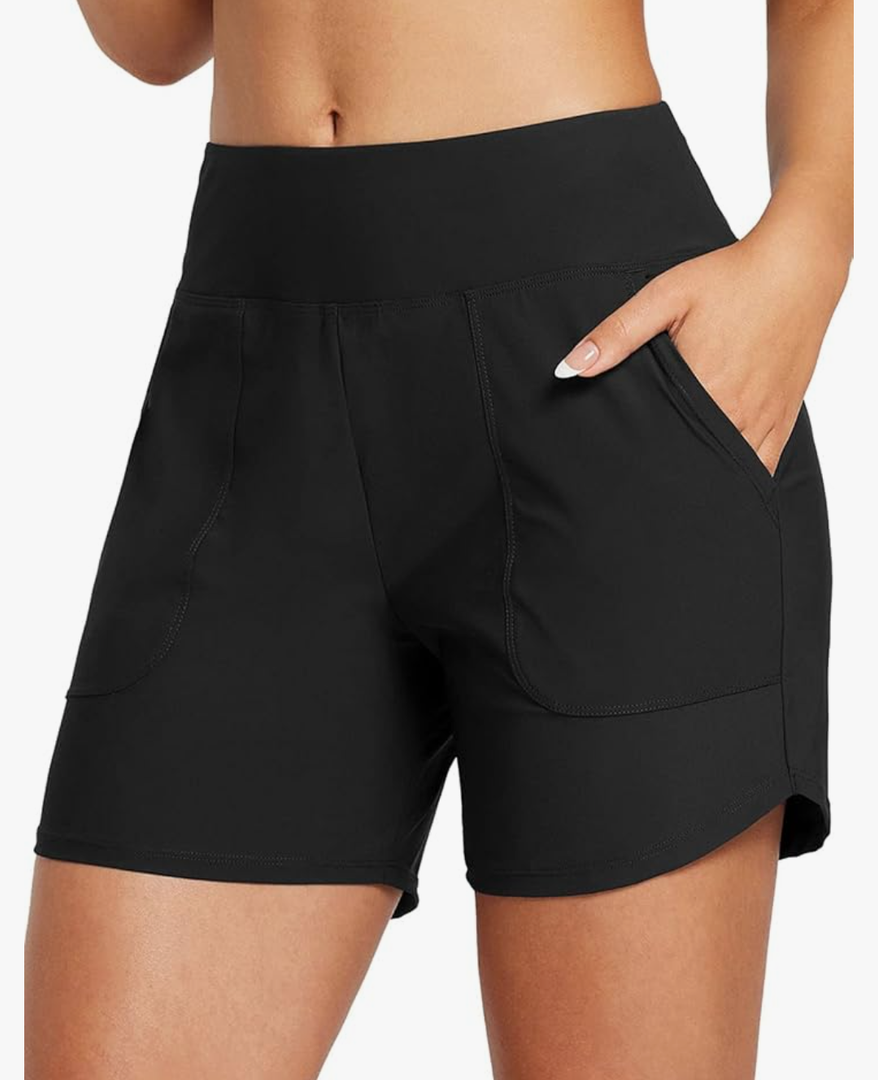 baleaf Women's  High Waisted Swim Board Shorts Quick Dry Swimsuits Bottoms Trunks with Pockets M