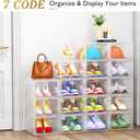 Thickened Clear Shoe Storage Organizer with Magnetic Door, Sturdy Stackable Shoe Boxes for Closet, Collapsible Space-Saving Shoe Rack for Sneakers & Boots, Plastic Shoe Cabinet Box Set, 6 Pack, White