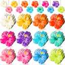 Maitys 36 Pcs Spring Flower Ornaments for Tree Hawaiian Wooden Flower Decorate Wooden Hibiscus Daisy Hanging Decor for Birthday Wedding Baby Shower Themed Summer Holiday Party Decoration(Hibiscus)