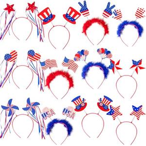 Moon Boat 12PCS Patriotic Head Boppers Headband - Star Uncle Sam Hat Balloons- Fourth 4th of July Party Accessories Favors Decorations