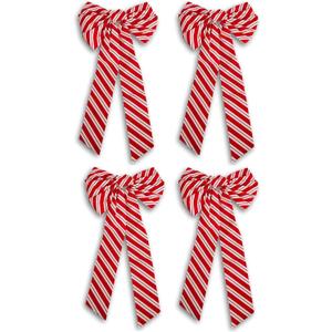 Black Duck Brand Christmas Holiday Candy Cane Stripe Decorative 6 Loop Bows - 10.5" x 21.5" (4 Bows)