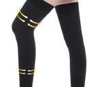 20-30 mmHg Compression Stockings for Women and Men, Medical Graduated Compression Hoses, Open Toe Thigh High Compression Socks, Long Toeless Support Stockings for Varicose Veins, Edema, DVT (4X-Large, Black)