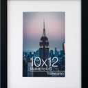 Frame Amo 10x12 Black Picture Frame with 5.5x8.5 White Mat Opening for 6x9 Image, 1 Inch Border, Acrylic Face, for Wall or Table
