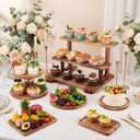 Roowest Set of 6 Rustic Wood Dessert Table Display Set - Cake Stands, Tiered Cupcake Tower & Serving Trays for Wedding, Baby Shower, Tea Party