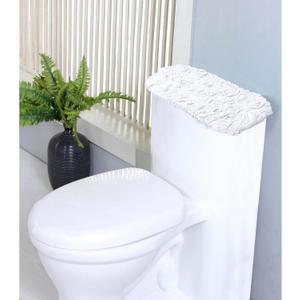Home Weavers Modesto Collection 100% Cotton Tufted Tank Lid Cover, Extra Soft and Absorbent Tank Lid Cover, Machine Washable, Bathroom Tank Lid Cover, 10"x22" Tank Lid Cover, White