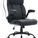 High Back Ergonomic Executive Office Chair with Flip-Up Armrest | Faux Leather, 360 Swivel, Height Adjustable, 90 Flip-Up Armrests Desk Chair, Black