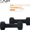 CAP Barbell 5 LB Neoprene Dumbbell Hand Weights - Pair | Black
