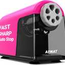 AFMAT PSX2 Electric Pencil Sharpener Heavy Duty, 6 Holes, Auto Stop Pencil Sharpeners for School, Classroom Electric Sharpener for 6-11mm Colored Pencils, Super Fast, 7000 Sharpenings, Pink
