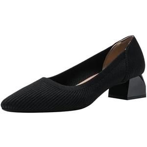 youngshow Women's Pumps Kitten Heels Pointed Toe Knit Slip On Comfortable Casual Formal Dress Shoes Size 8