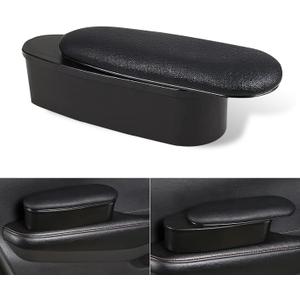 1 PC Car Door Side Left Arm Elbow Pad, Soft Leather Adjustable Relief Arm Pressure Support Pad, Retractable Storage Box Self-Adhesive Interior Accessories, Universal for Cars Trucks (Black)