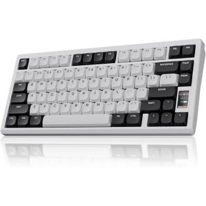 Mechanical Keyboard, Chilkey ND75 LP Wireless Gaming Keyboard with LCD Screen, Bluetooth 5.3/2.4G/USB-C, Hot Swappable Per-Key RGB Custom, Thin Front, Wrist Rest, Full-Aluminum, PC/Mac Support (White)