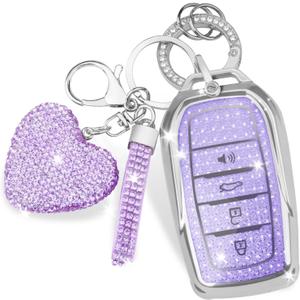Key Fob Cover for Toyota Land Cruiser Venza RAV4 4Runner Corolla Cross Grand Highlander Tundra Crown Tacoma Camry (Silver-purple)