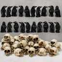 KatchOn Miniature Crows and Skulls  Pack of 40 | Halloween Decor Indoor, Outdoor | Halloween Decorations & Party Supplies | Skull Heads, Realistic Birds Decoration for Spooky Decor (Black & Brown)