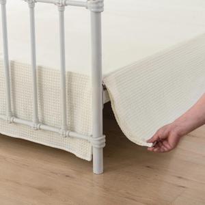 Twin Bed Skirt - Twin Size Bed Skirts 12 Inch Drop with Split Corners, Ivory Pleated Waffle Weave Bed Skirt, Tailored Dust Easy Fit, Machine Washable (18" Twin)