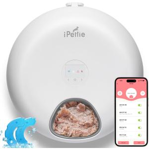iPettie Donut Frost WiFi 6 Meal Automatic Cat Dispenser with App Control, Dry & Wet Food Automatic Cat Feeder, Smart Dog Feeder with Two Ice Packs, Programmable Timer, Holds 6 x  lb. of Food