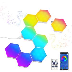 8 Pack RGB Hexagon Lights Works with   , -   Decor Creative Wall Lights Panel with Music Sync, Gaming for Wall 3Inch