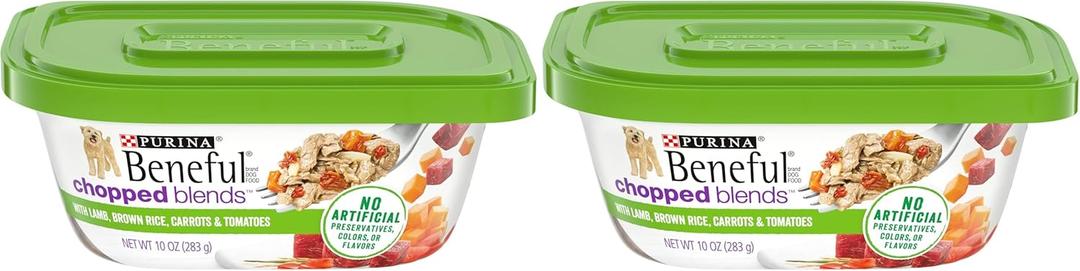 Beneful Purina Wet Dog Food, Chopped Blends with Lamb - (8) 10 oz. Tubs (Pack of 2), Best By July 2026