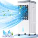 3-IN-1 Portable Air Conditioners, Evaporative Air Cooler with 4 Ice Packs, 3 Speeds & 4H Timer, 2-Gal Tank for 40H Cooling, No Window/Hose Needed Swamp Cooler, Remote Control AC for Room/Home/Office