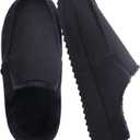 KuaiLu Womens Clog Slippers Cozy Warm Plush Lined With Arch Support Suede Faux Fur House ladies Bedroom Slippers Comfortable Memory Foam Slip-on Womans Home Shoes (Black)