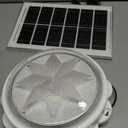 MEIHONG Solar Ceiling Light, Porch Ceiling Light with Remote, Dimmable Solar Shed Lights with Timer, Gazebo Lights with Dusk to Dawn Sensor/Timer/3 Color (White)