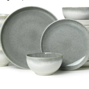 Pokini 24 Piece Dinnerware Sets for 8, Modern Stoneware Plates and Bowls Sets, Perfect for Family Gatherings & Holiday Celebrations, Easy Cleaning Dishes, Stack Compactly Plate Set, Gradient Green