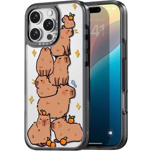 Bouvardia for iPhone 16 Pro Max Case, Cute Girly Design for Women, Protective & Aesthetic, Capybaras (Gray Bumper)