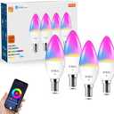 OHLUX Smart Candelabra LED Light Bulbs, 4W 40W Equivalent E12 Base, Compatible with Alexa Google Assistant, Color Changing Bulbs with 16 Million Colors, 2.4GHz WiFi, 4 Pack