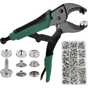 Snap Fasteners Tool,Adjustable Snap Setter Tool Includes 60 Sets Snap for Boat Cover Furniture Tent,15mm Metal Leather Snap Buttons Kit Socket Canvas for DIY Craft,Clothing,Jeans,Wallets